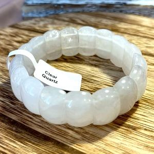 Clear Quartz Natural Healing Crystal Bangle Stretch Bracelet